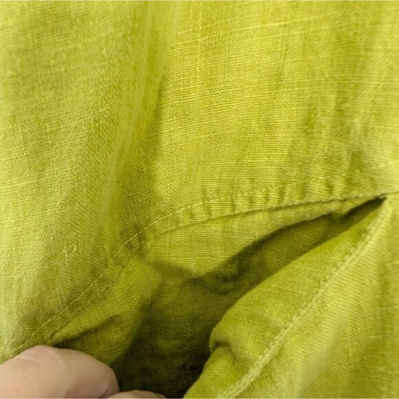 Christopher Calvin Linen Tunic Womens Size Small Chartreuse Yellow Lagenlook - Picture 5 of 12